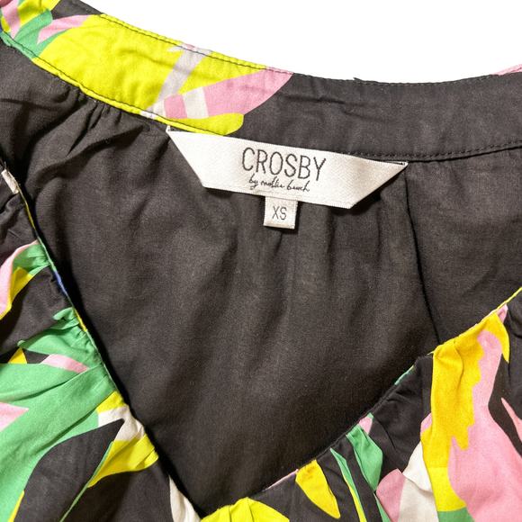 Crosby Isla Colorful Ruffle Short Sleeve V Neck Dress Exotic Tropics Print XS - Picture 11 of 14